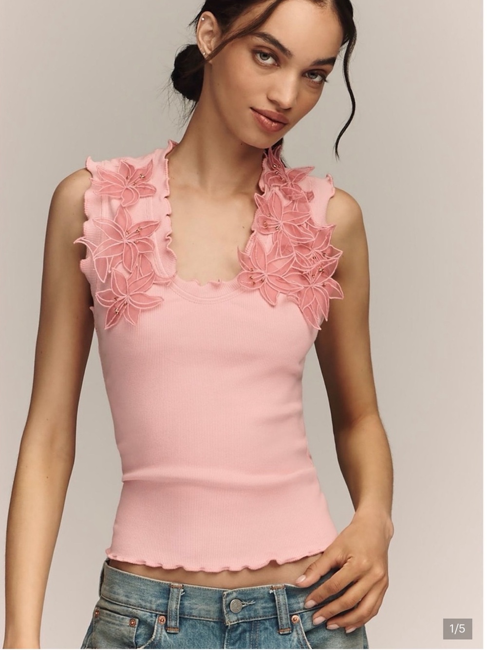 ⭐️NWT By Anthropologie Appliqué Floral Tank, medium